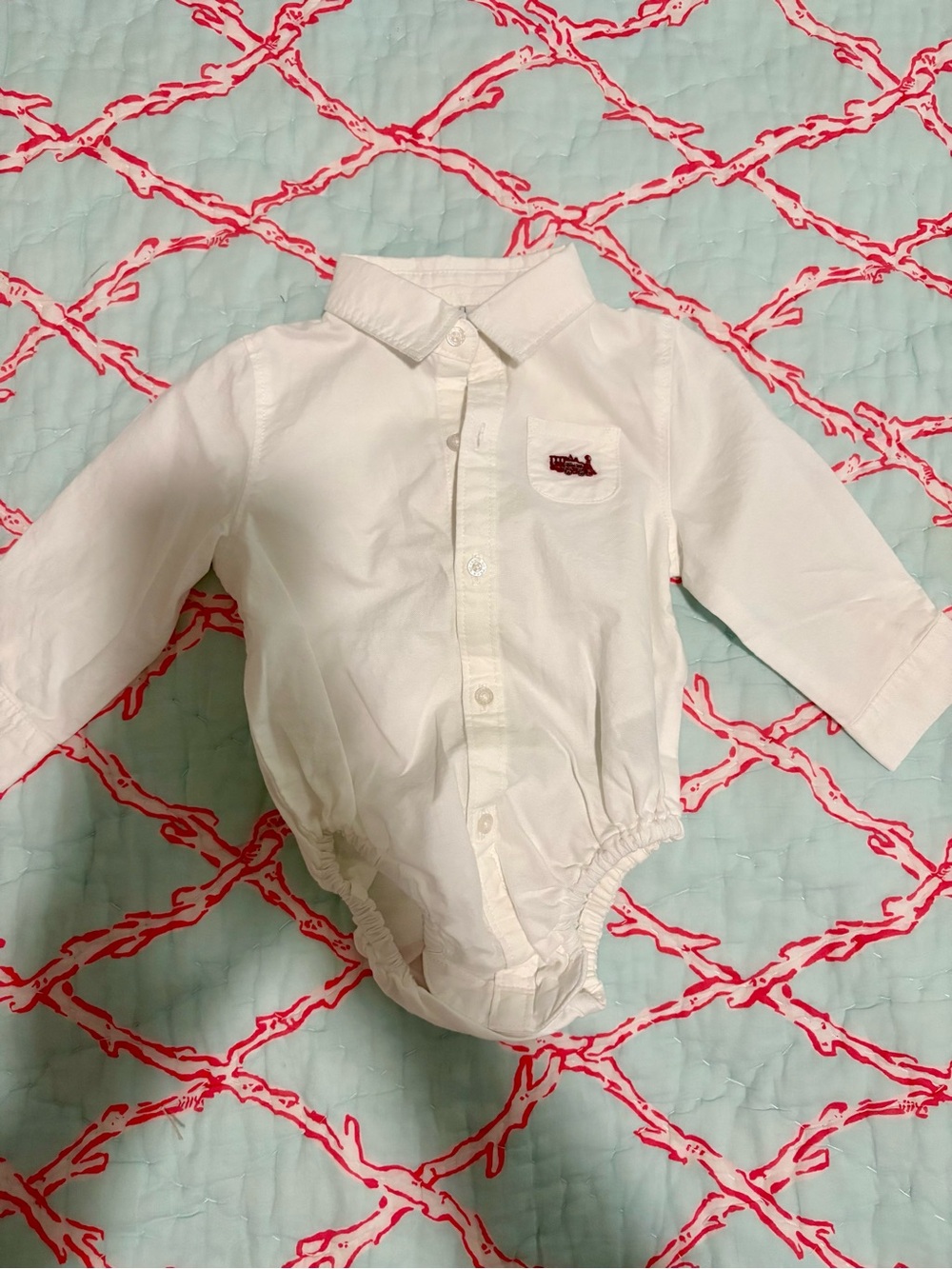 Janie and Jack White Long-Sleeve Button Front Baby One-Piece